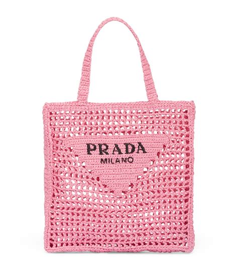 pink crochet prada bag|Prada small tote bag.